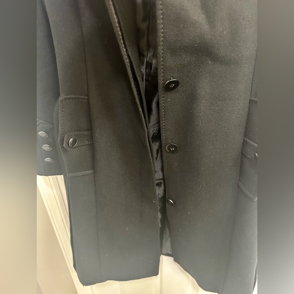 Kenneth Cole New York Black Trench Coat, Wool Coat, Winter Coat - Picture 7 of 12